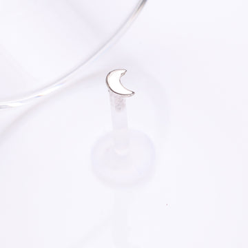 Detail View 1 of 14 Karat White Gold Crescent Moon Plate Top Bio-Flex Labret